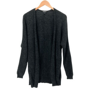 Express Black Open Front Cardigan Sweater Medium Long Sleeve Wool Mohair Blend